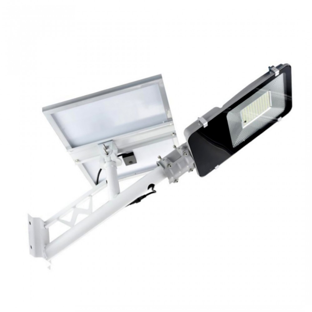 Image of Lampione faro led stradale 100W con staffa 061007 pannello solare crepuscolare052