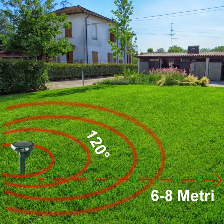 Repellente scaccia talpe e animali a ultrasuoni 136271 con pannello solare verde