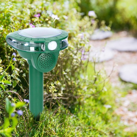Repellente scaccia talpe e animali a ultrasuoni 136271 con pannello solare verde