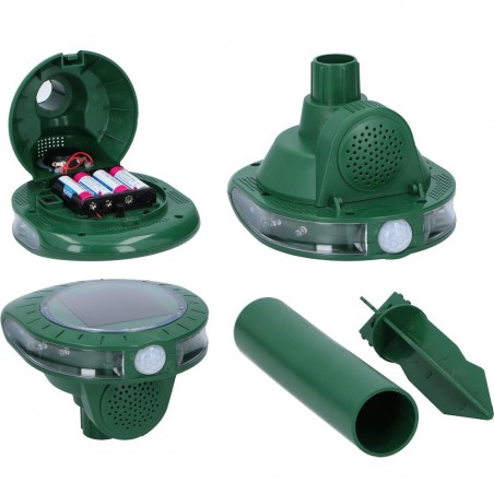 Repellente scaccia talpe e animali a ultrasuoni 136271 con pannello solare verde