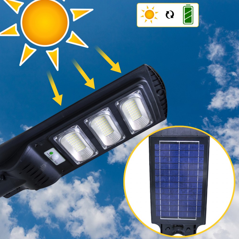 Lampione a ricarica solare 809002 telecomando e...