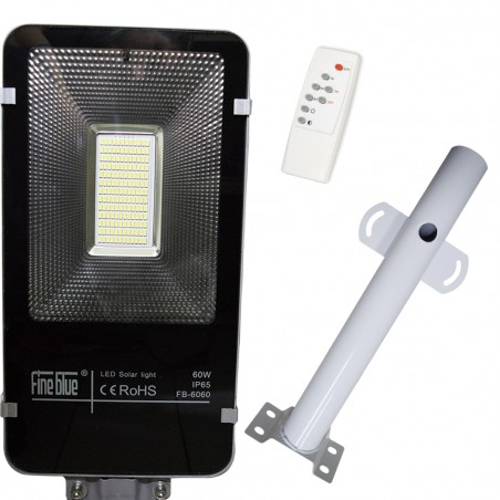 Lampione stradale led smd a ricarica solare 000114 con telecomando 60W e staffa