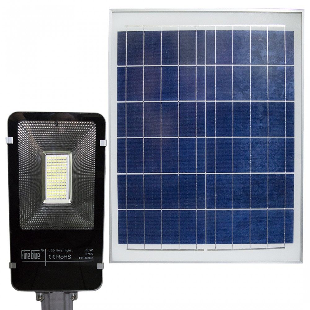 Lampione stradale led smd a ricarica solare 000114 con telecomando 60W e staffa