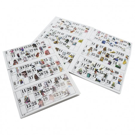 Tombola della smorfia napoletana 423192 con 90 numeri in legno e 48 cartelle