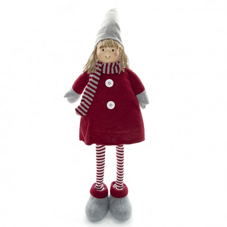 Bambina in poliestere 75h cm 368007 vestito rosso di Natale e luce nella sciarpa