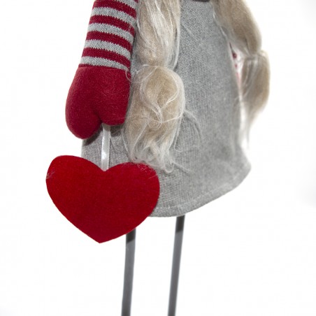 Gnomo in poliestere 75h cm 368008 decorazione con vestito rosso di Natale e luce