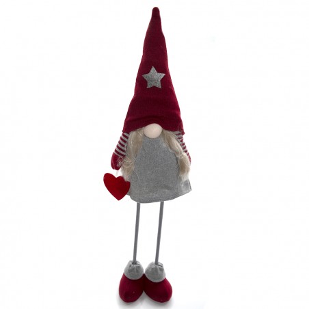 Gnomo in poliestere 75h cm 368008 decorazione con vestito rosso di Natale e luce