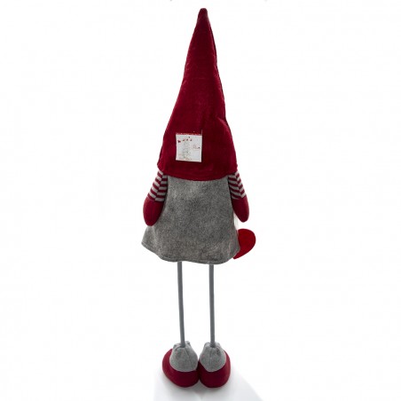 Gnomo in poliestere 75h cm 368008 decorazione con vestito rosso di Natale e luce