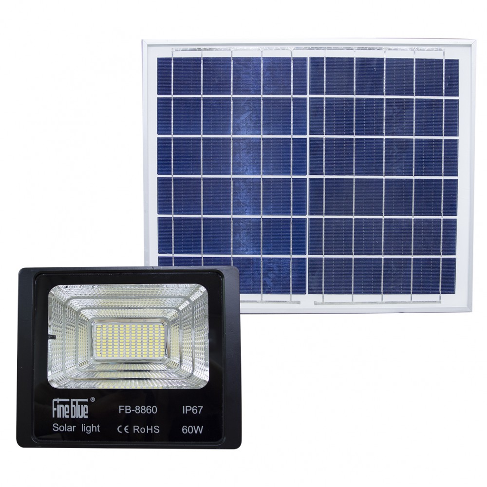 Image of Faro led con ricarica solare 60W impermeabile IP67 FB-8860 6500K luce fredda