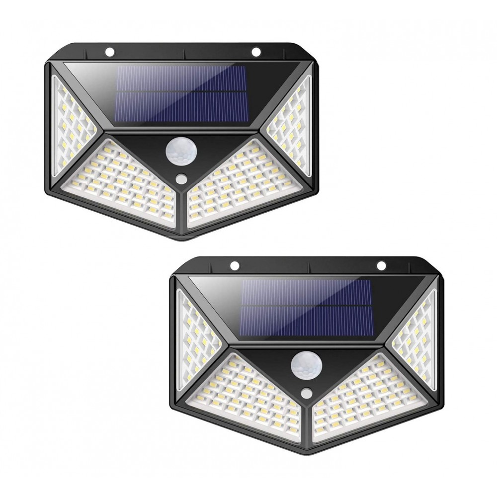 2 pz Lampada a ricarica solare 641006 sensore movimento 100 LED angolo luce 270°