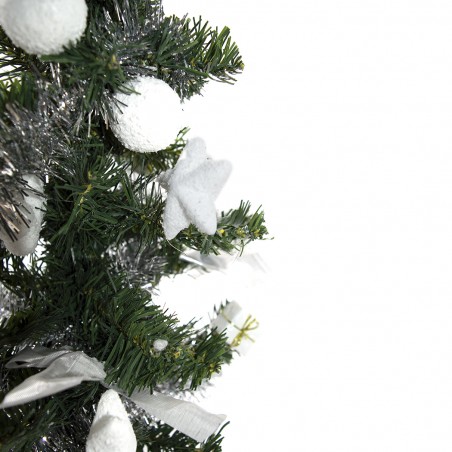 Albero di Natale da tavola 343636 verde e grigio 60H cm con decorazioni su rami