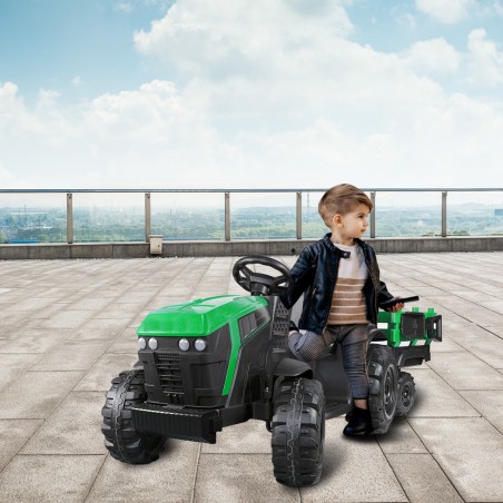 Trattore elettrico per bambini 12 V con rimorchio BK0925 MP3 telecomando e luci