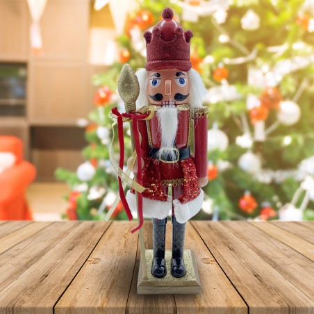 Soldato schiaccianoci 40h cm 392001 ROSSO decorazioni di Natale con scettro