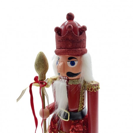 Soldato schiaccianoci 40h cm 392001 ROSSO decorazioni di Natale con scettro