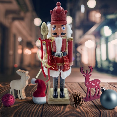 Soldato schiaccianoci 40h cm 392001 ROSSO decorazioni di Natale con scettro