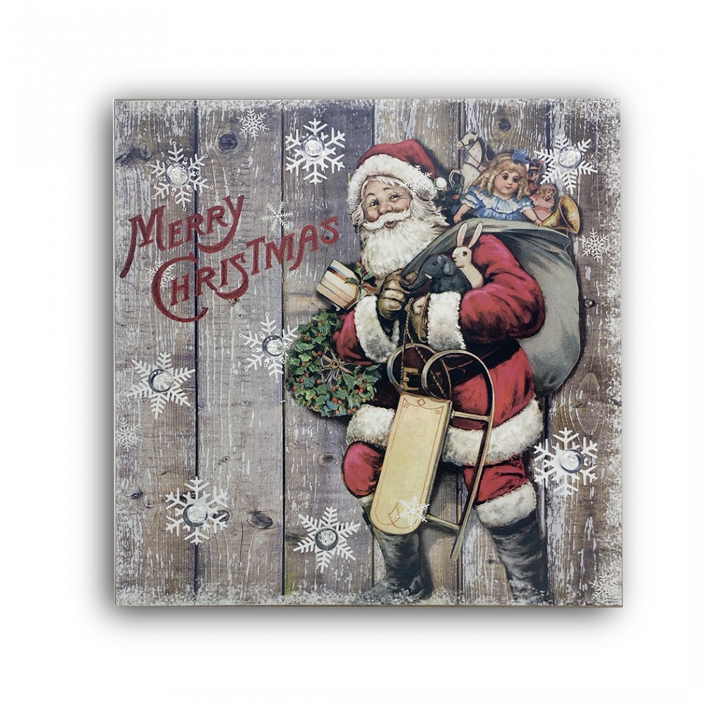 Quadro natalizio BABBO NATALE 782312 con luci 35x35x4 cm decorazioni Natalizie