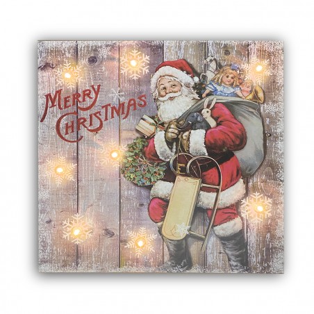 Quadro natalizio BABBO NATALE 782312 con luci 35x35x4 cm decorazioni Natalizie