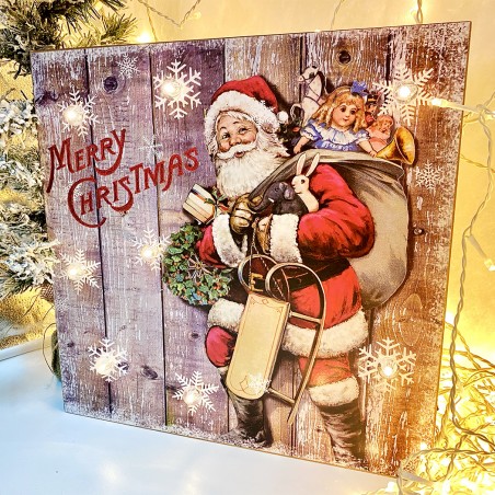 Quadro natalizio BABBO NATALE 782312 con luci 35x35x4 cm decorazioni Natalizie