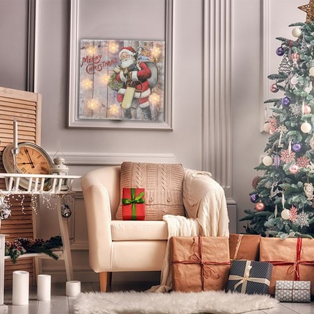Quadro natalizio BABBO NATALE 782312 con luci 35x35x4 cm decorazioni Natalizie