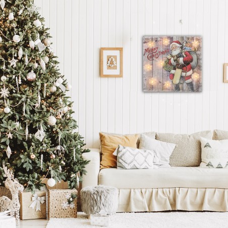 Quadro natalizio BABBO NATALE 782312 con luci 35x35x4 cm decorazioni Natalizie