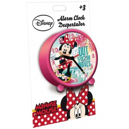 Orologio sveglia tonda da comodino MINNIE MOUSE 9 cm decorata con la graziosa Minnie con piedini WD16051