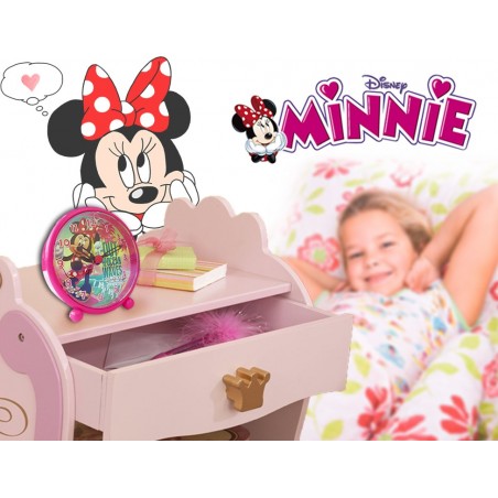 Orologio sveglia tonda da comodino MINNIE MOUSE 9 cm decorata con la graziosa Minnie con piedini WD16051