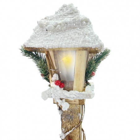 Lampione di Natale 662447 in legno lanterna innevata 61cm con luce led calda