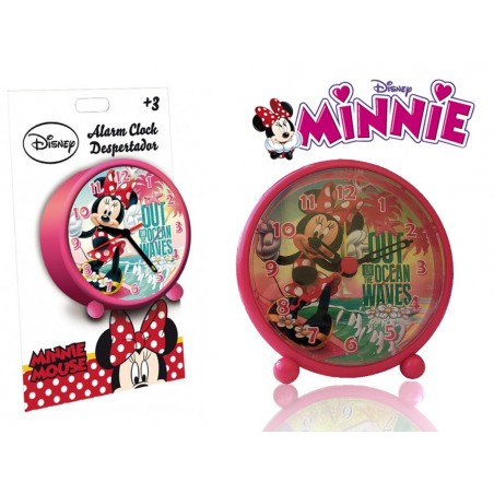 Orologio sveglia tonda da comodino MINNIE MOUSE 9 cm decorata con la graziosa Minnie con piedini WD16051