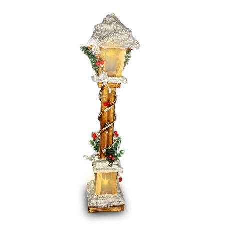 Lampione di Natale 662447 in legno lanterna innevata 61cm con luce led calda