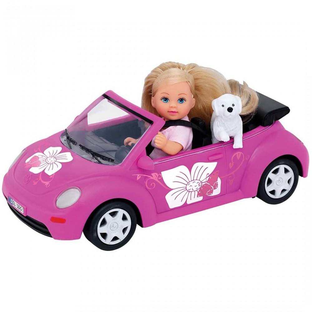 Image of Evi's Beetle auto Evi rosa con cucciolo SIMBA 515393 auto giocattolo per bambina