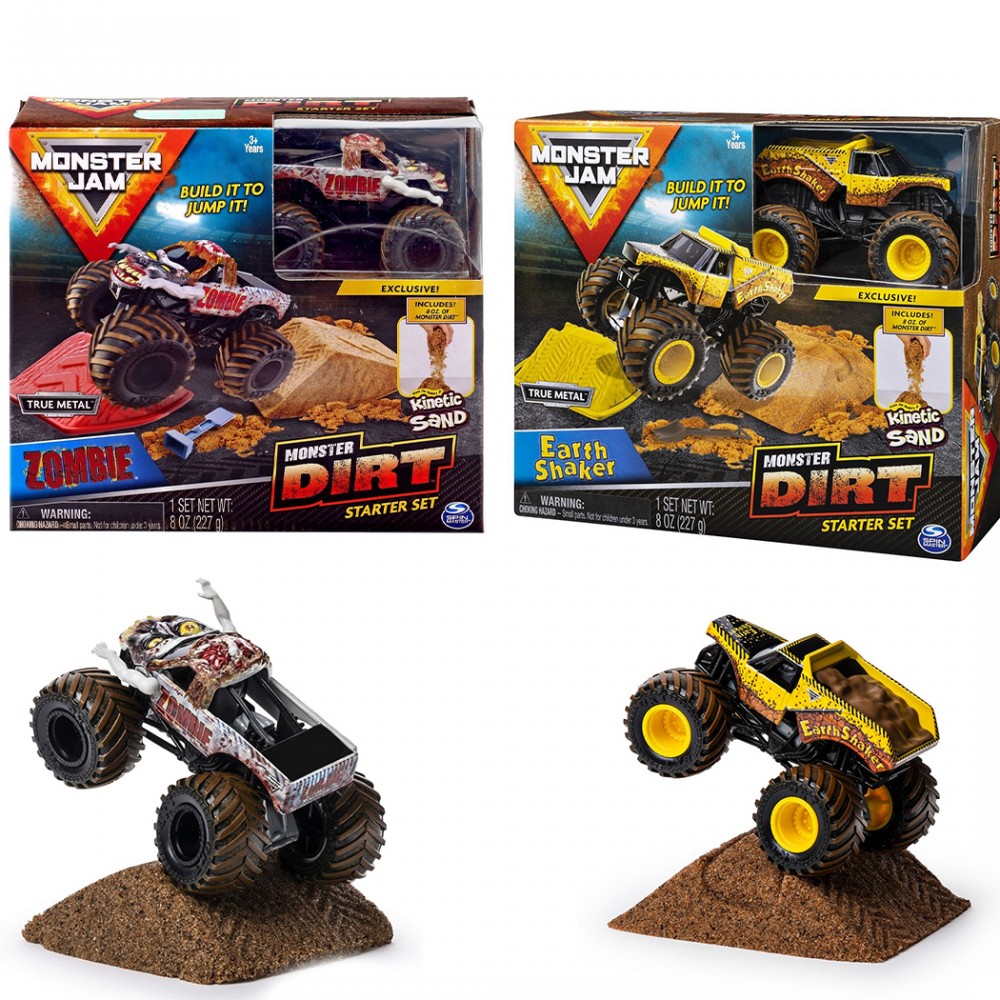 MONSTER JAM DIRT starter set Zombie / Eart Shaker 553688 set con rampa e sabbia