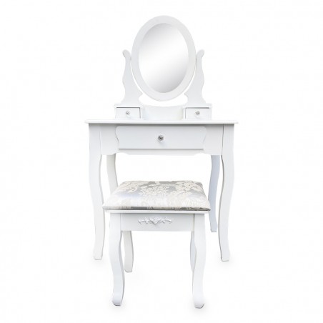 Specchiera consolle 398004 comò con sgabello toeletta per il trucco 3 cassetti