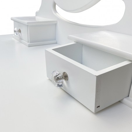 Specchiera consolle 398004 comò con sgabello toeletta per il trucco 3 cassetti