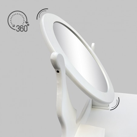 Specchiera consolle 398004 comò con sgabello toeletta per il trucco 3 cassetti