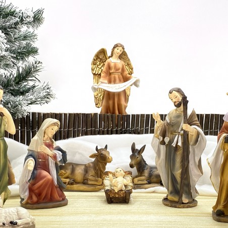 Nativita' per presepe 277948 con 11 personaggi in resina decorazione natalizia