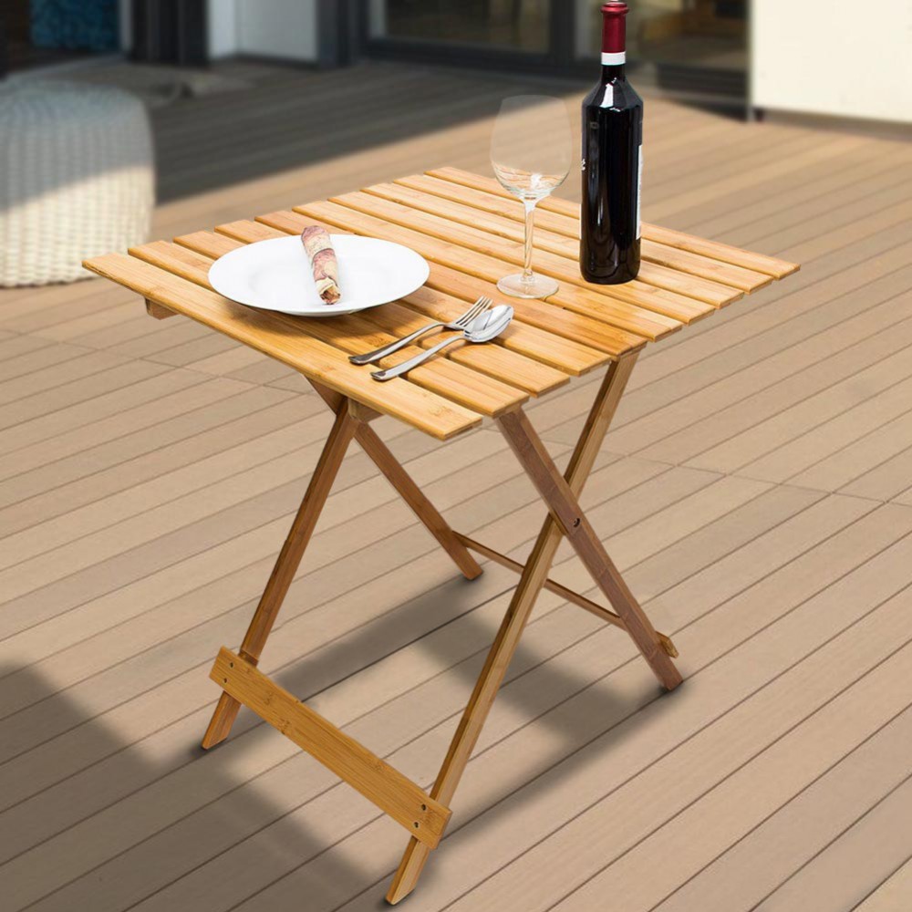 Tavolo pieghevole 80 x 60 cm in legno naturale...