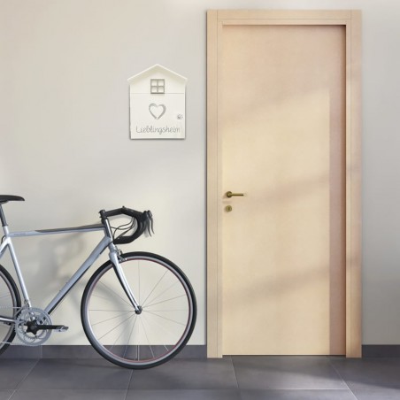 Cassetta porta chiavi 144234 in legno bianco 24 x 6 x 29.5 cm con 6 gancetti