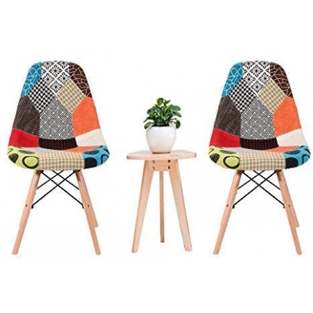Set di 2 Sedie Fantasy in tessuto Patchwork 48x54x85cm con gambe in legno