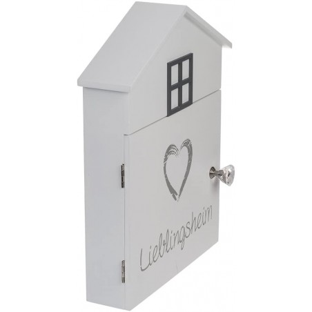 Cassetta porta chiavi 144234 in legno bianco 24 x 6 x 29.5 cm con 6 gancetti