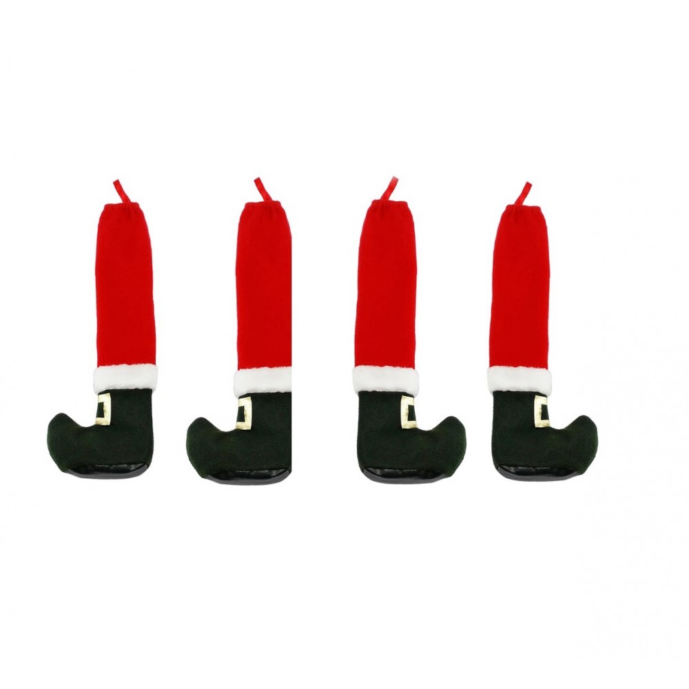 Set 4 copripiedi natalizio 6145015 rivestimento per sedia piede di Babbo Natale