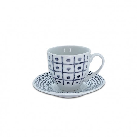 Set 6 tazzine da caffe' con piattino mod. TRIS 270044 di porcellana bianca