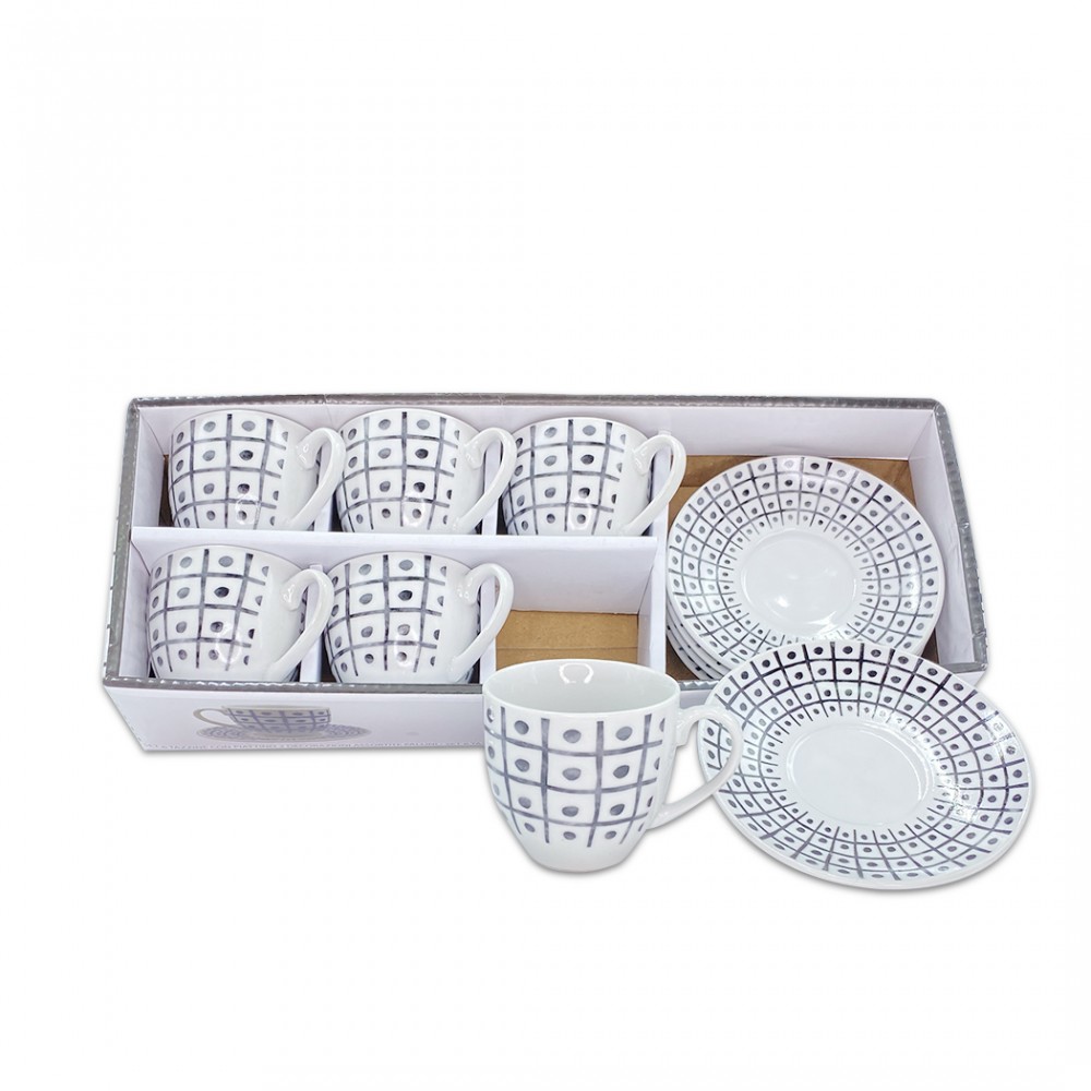 Set 6 tazzine da caffe' con piattino mod. TRIS...