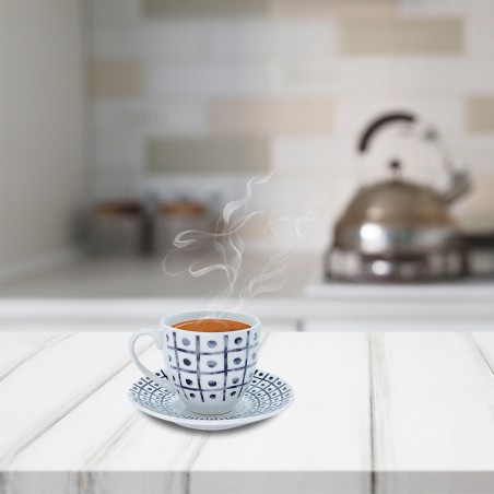 Set 6 tazzine da caffe' con piattino mod. TRIS 270044 di porcellana bianca