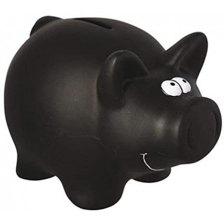 Salvadanaio in ceramica 370104 porta monete maialino nero con gesso per scrivere