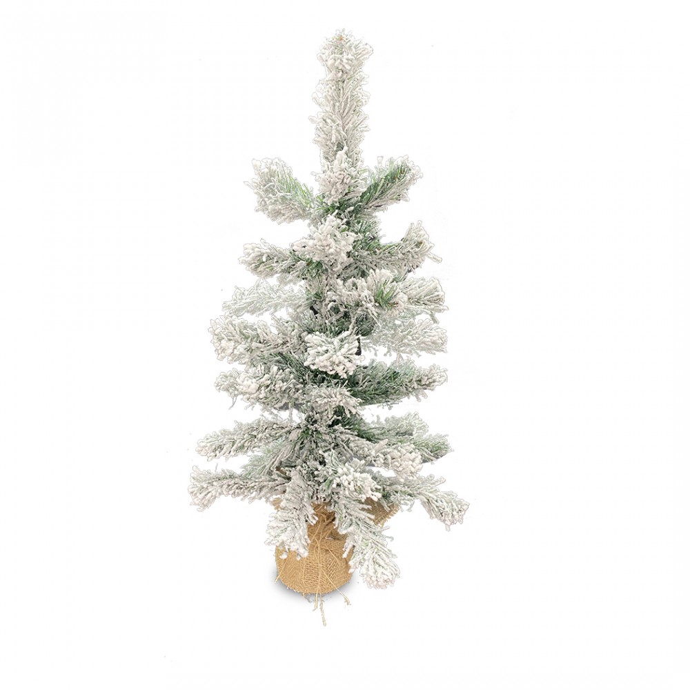 Albero di Natale 60h cm innevato 309018 con base juta e 42 rami pieghevoli PVC