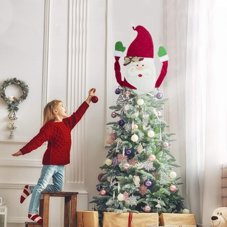Puntale per albero di Natale 6145018 forma della faccia Babbo Natale con mani