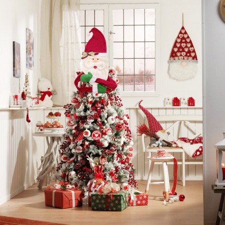 Puntale per albero di Natale 6145018 forma della faccia Babbo Natale con mani