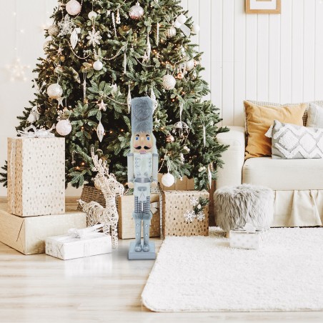 Schiaccianoci 6107113 soldato in legno Bianco da 55 cm con decorazioni e tamburo