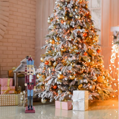 Schiaccianoci 6107113 soldato in legno Rosso da 55 cm con decorazioni e scettro