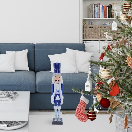 Schiaccianoci 6107113 soldato in legno Blu e Argento da 55 cm con decorazioni